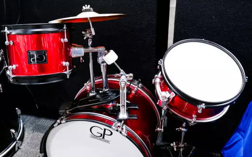 Granite Percussion - Junior 3-Piece Drum Kit (16,10,SD) with Cymbals and Hardware - Metallic Red 2